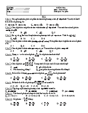 Kiểm tra môn Toán giải tích 12